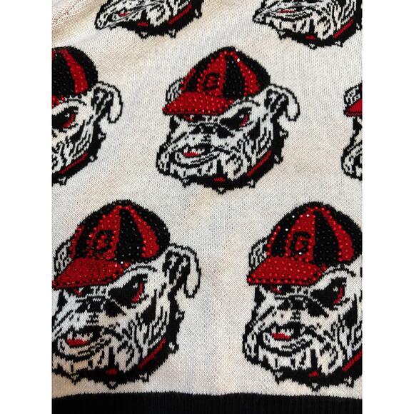 Queen of Sparkles Georgia Bulldogs Mascot Rhinestone Knit Cardigan S - Picture 4 of 11